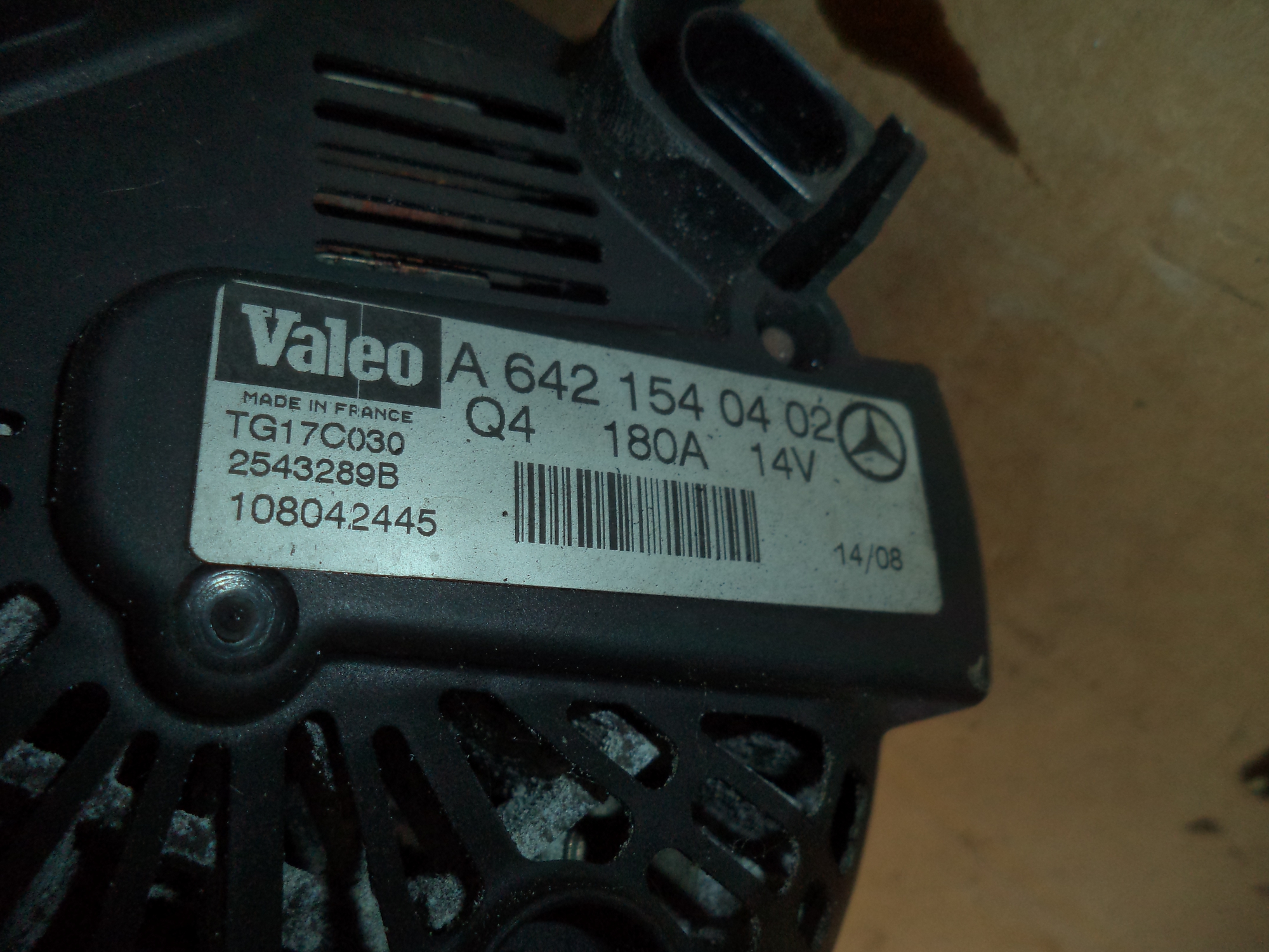 MERCEDES BENZ ML320 CDI W164 4MATIC ALTERNATOR .2008 ML320 V6