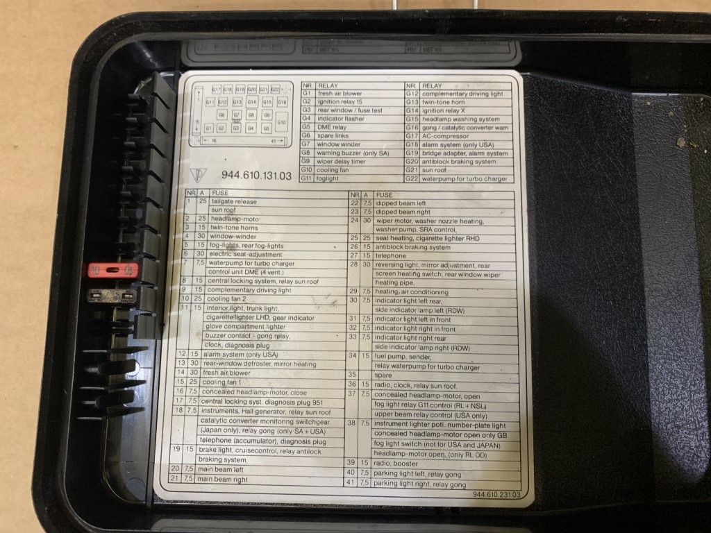 PORSCHE 944 FUSE BOX LID 06.02.21 JJ
