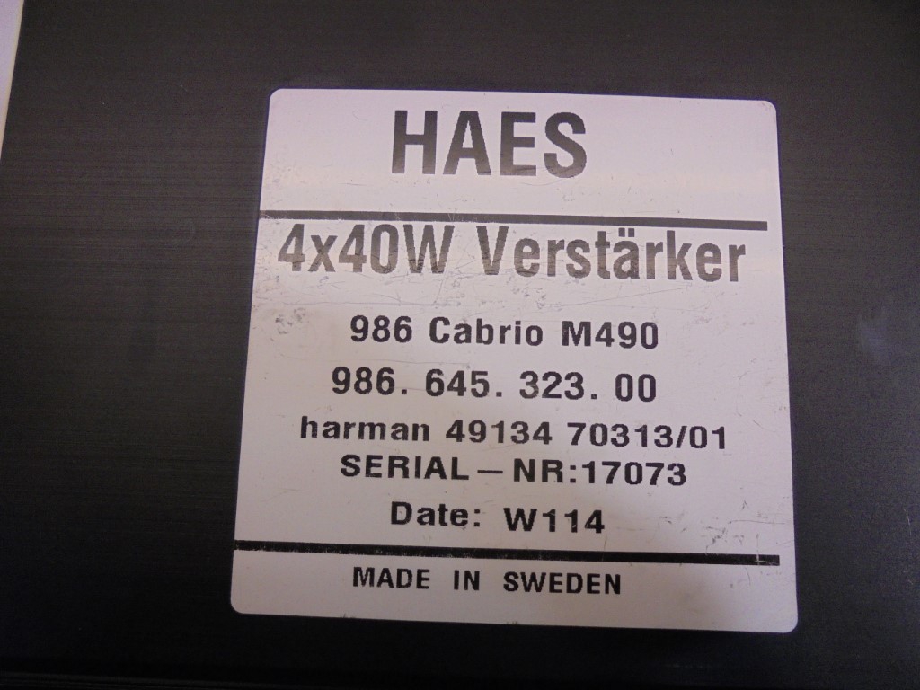 Porsche 986 Boxster Haes 4 x 40W Stereo Amplifier 98664532300 986 Haes